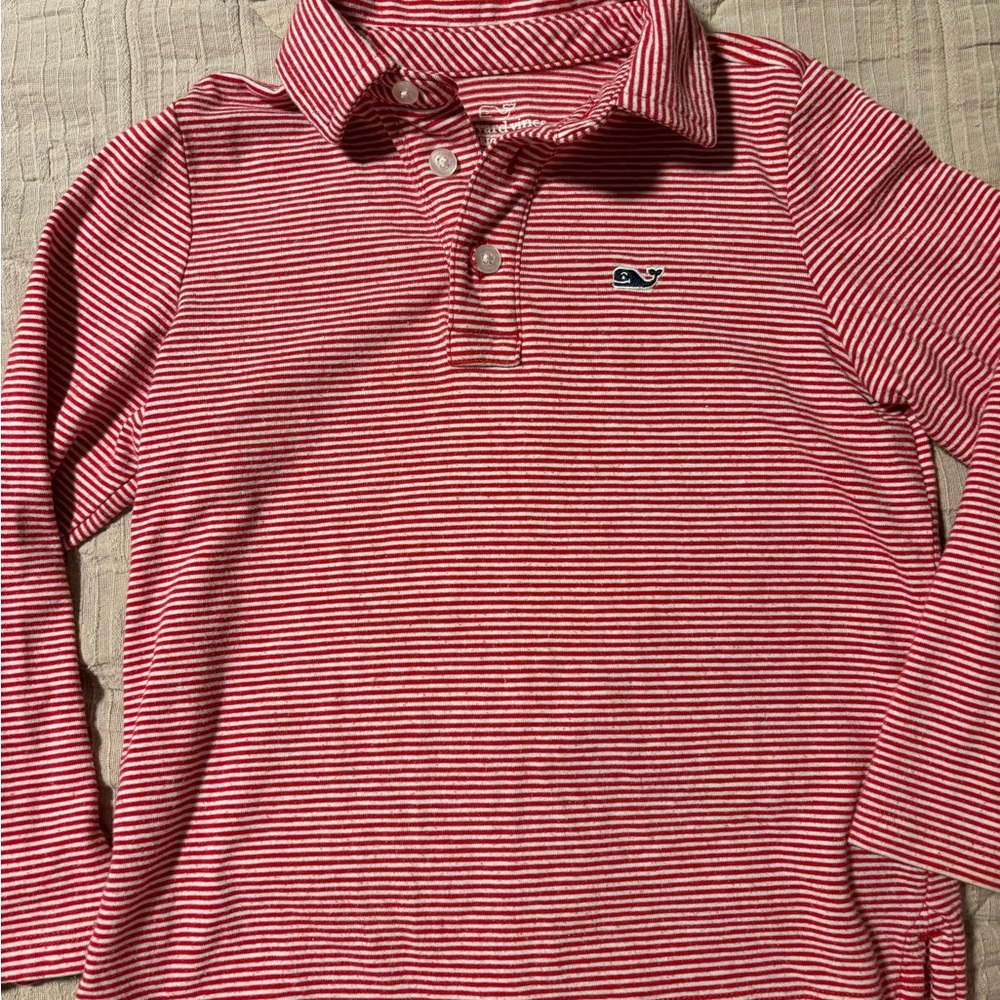 Vineyard Vines Red and White Striped Long Sleeve Polo
EUC
